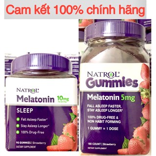 [Bill Mỹ/có sẵn giao liền/Date xa 2022] Kẹo dẻo hỗ trợ ngủ ngon Natrol Melatonin 90 viên và 180 viên