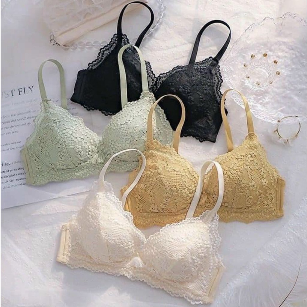 Áo ngực nữ không gọng đệm mỏng ôm ngực, áo lót ren hoa gợi cảm DOPICO A2004