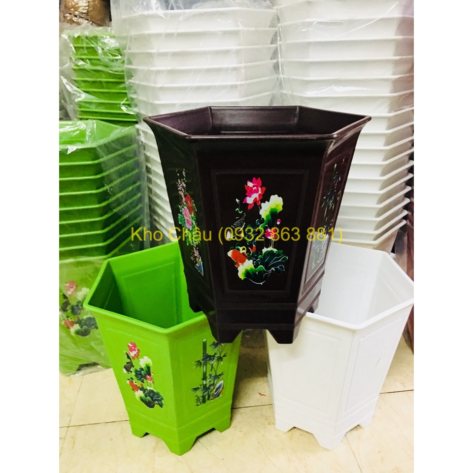 Chậu Nhựa Lục Giác nhiều màu (Kt: 35x35cm)