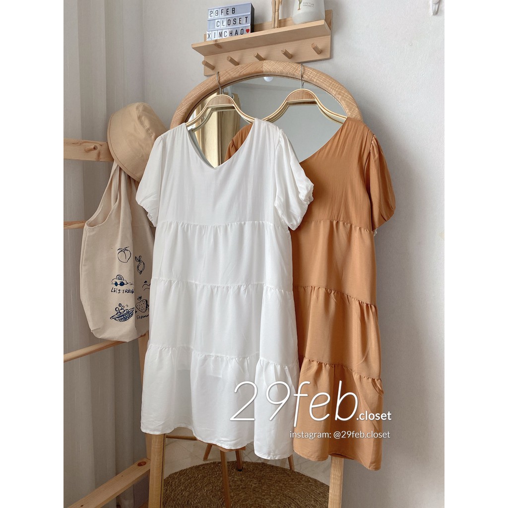 [Mã FATHANG5 giảm 10K đơn 50K] Váy babydoll voan trơn 2 lớp cổ V (Ảnh thật) | BigBuy360 - bigbuy360.vn