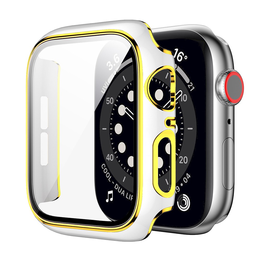 Ốp Lưng Pc Cứng + Kính Cường Lực Cho Đồng Hồ Thông Minh Apple Watch 3 4 5 6 Se