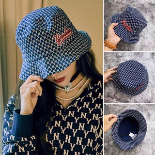 MŨ BUCKET  M.L.B NY Monogram Bucket Hat - Blue HÀNG  XUẤT DƯ FULL TEM TAG