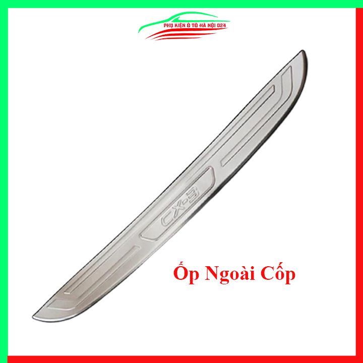 Ốp chống trầy cốp Mazda CX3 2021-2022 Inox sáng bóng