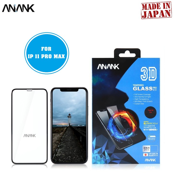 KÍNH CƯỜNG LỰC APPLE IPHONE 11 PRO MAX 3D 0.33MM ANANK FULL CHÍNH HÃNG