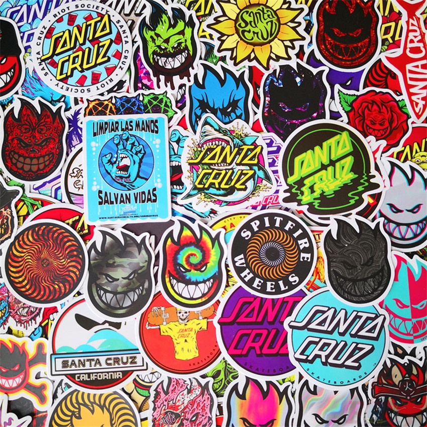 Bộ 100 Cái/Bộ ❉ Hình Dán Santa Cruz & Spitfire ❉ Miếng Dán Trang Trí Ván Trượt Chống Thấm Nước Thời Trang DIY
