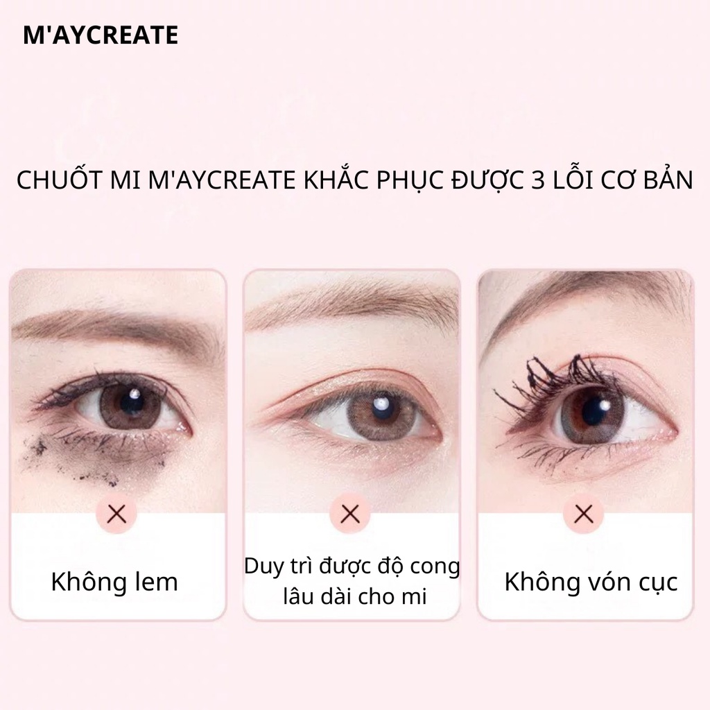 Chuốt mi M'aycreate mẫu mới đầu chuốt dạng lược dễ sử dụng không vón cục không lem lâu trôi giữ mi dài cong suốt 8 tiếng | BigBuy360 - bigbuy360.vn