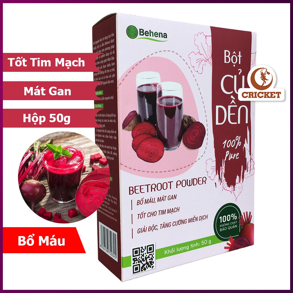 Bột Củ Dền Nguyên Chất Behena Bôt Máu Tốt Cho Tim Mạch - Hộp 50g