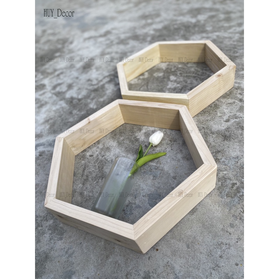 Kệ lục giác treo trường gỗ thông - trang trí hình lục giác  HUY_Decor