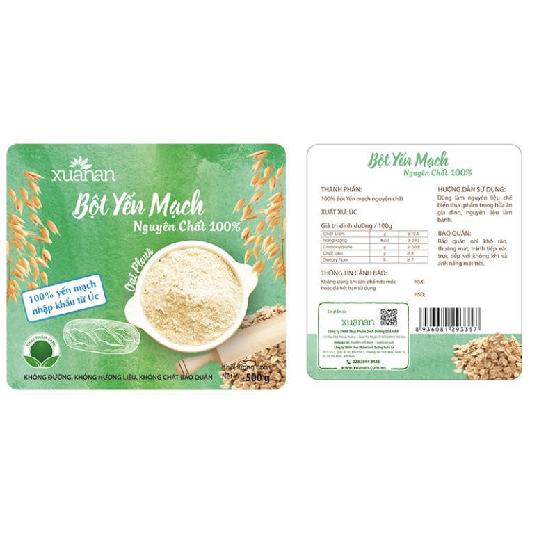 Bột Yến mạch nguyên cám nguyên chất - nhập khẩu 100% từ Úc
