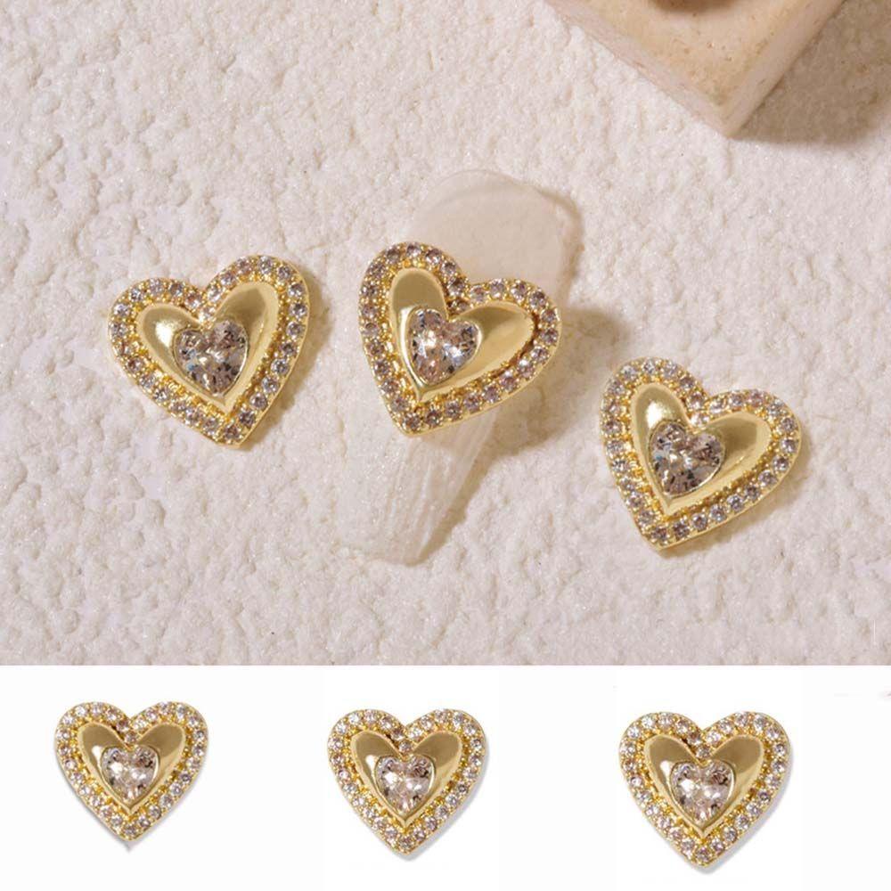 Phụ Kiện Trang Trí Móng Nghệ Thuật Hình Trái Tim Lấp Lánh Phong Cách Nhật Bản