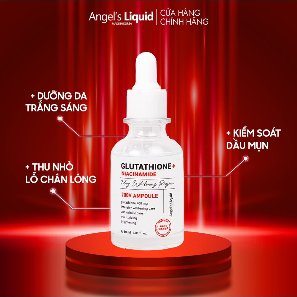 Bộ 4 Sản Phẩm Mờ Nám Dưỡng Trắng Da Chuyên Sâu Angel's Liquid Niacinamide Plus Glutathione Whitening Program