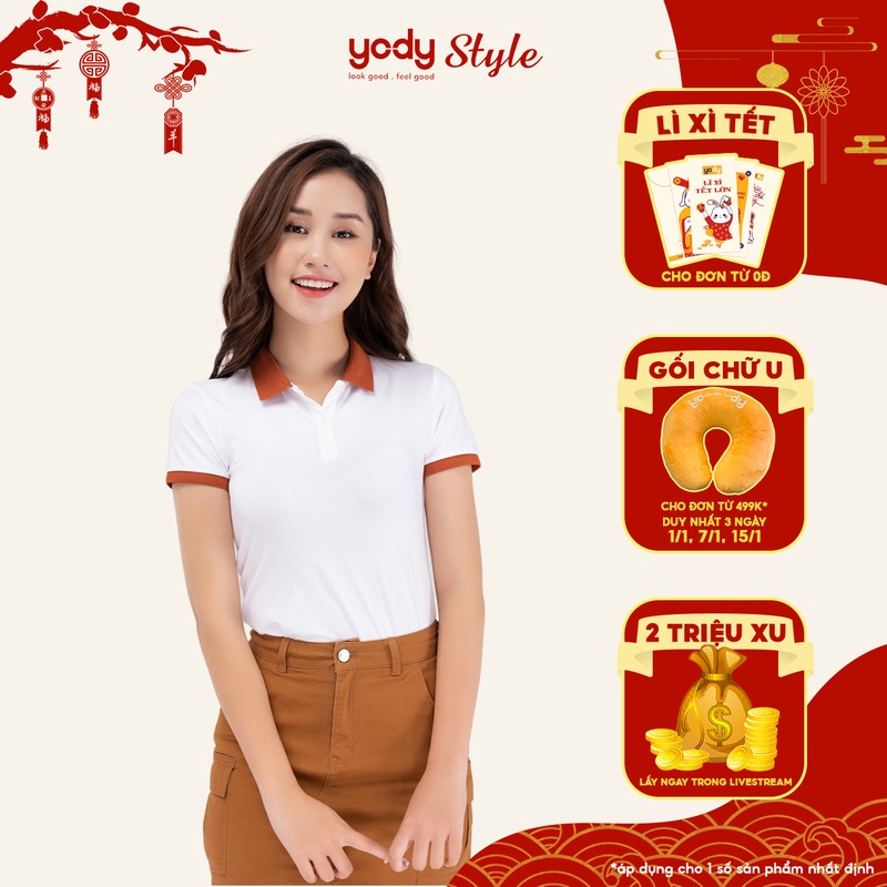 Áo polo nữ Coolmax YODY thế hệ mới, áo ngắn tay phối bo mát lạnh, thấm hút, co dãn tốt - APN4394