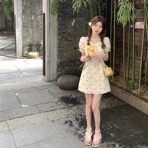 COZOK Đầm Hoa Ngắn Tay Thời Trang Xinh Xắn Dành Cho Nữ