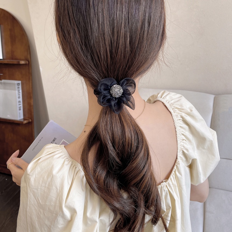 Dây Buộc Tóc Đuôi Ngựa Họa Tiết Hoa Đính Đá Dễ Thương Cho Nữ