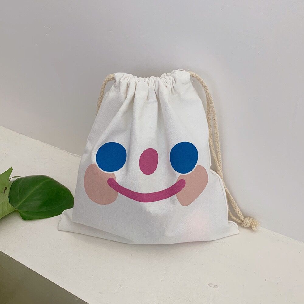 Smiley Dog Bag Túi dây rút Để mặc mỹ phẩm phong cách Hàn Quốc