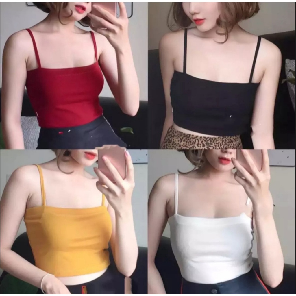 Áo thun Nữ Croptop ngang siêu rẻ, áo 2 dây sợi bún 35kg_55kg