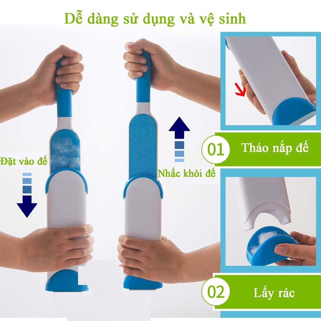 Dụng Cụ Chải Lông Tĩnh Điện Hút Lông Chó Mèo Cây Lăn Bụi Đa Năng