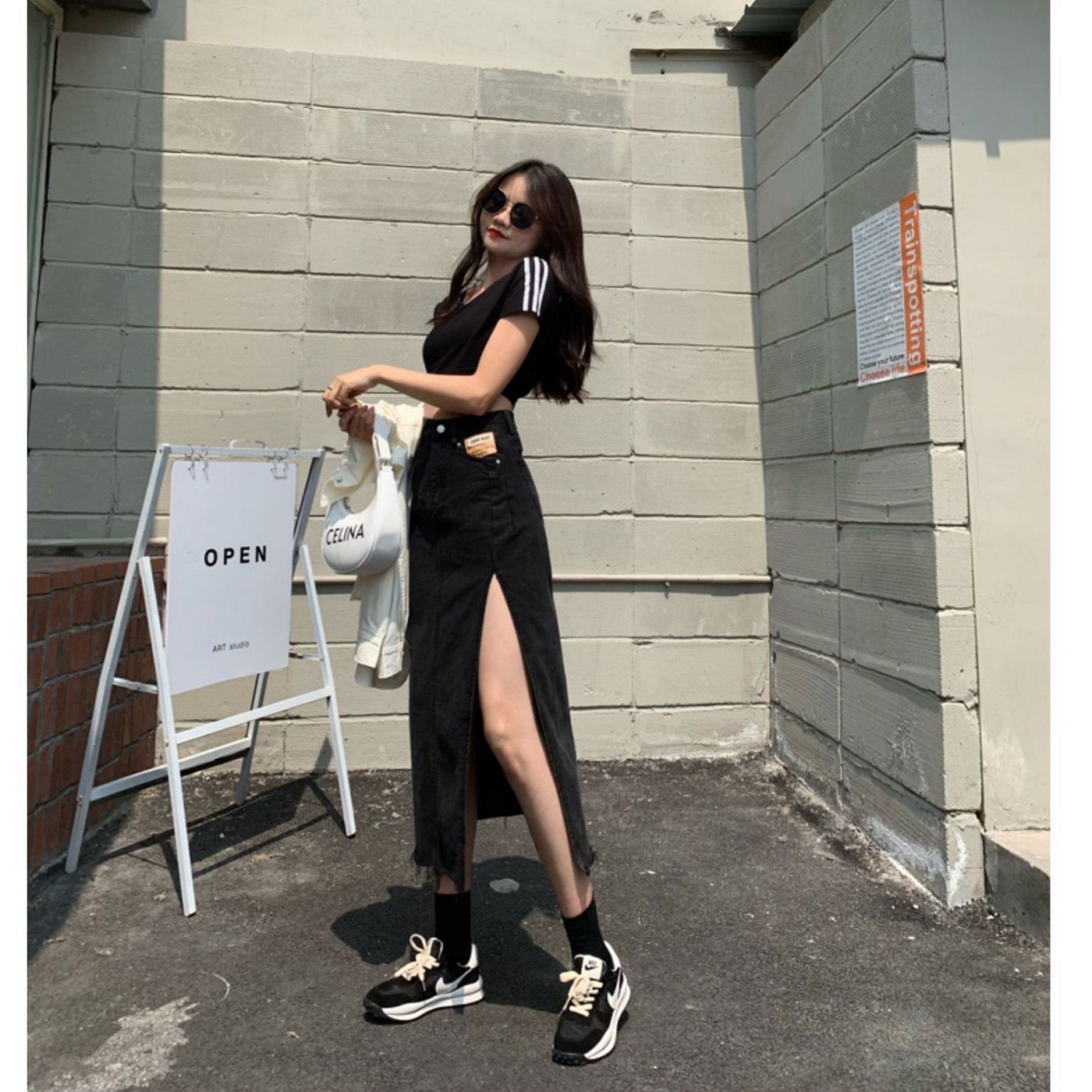 chân váy jean Dáng Chữ A Lưng Cao Thời Trang Mùa Hè Cho Nữ Size Xs-Xl