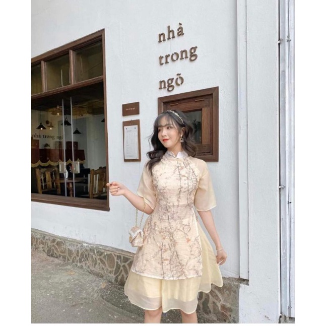 Áo dài cách tân nữ hoa thêu cao cấp [HÀNG CÓ SẴN]