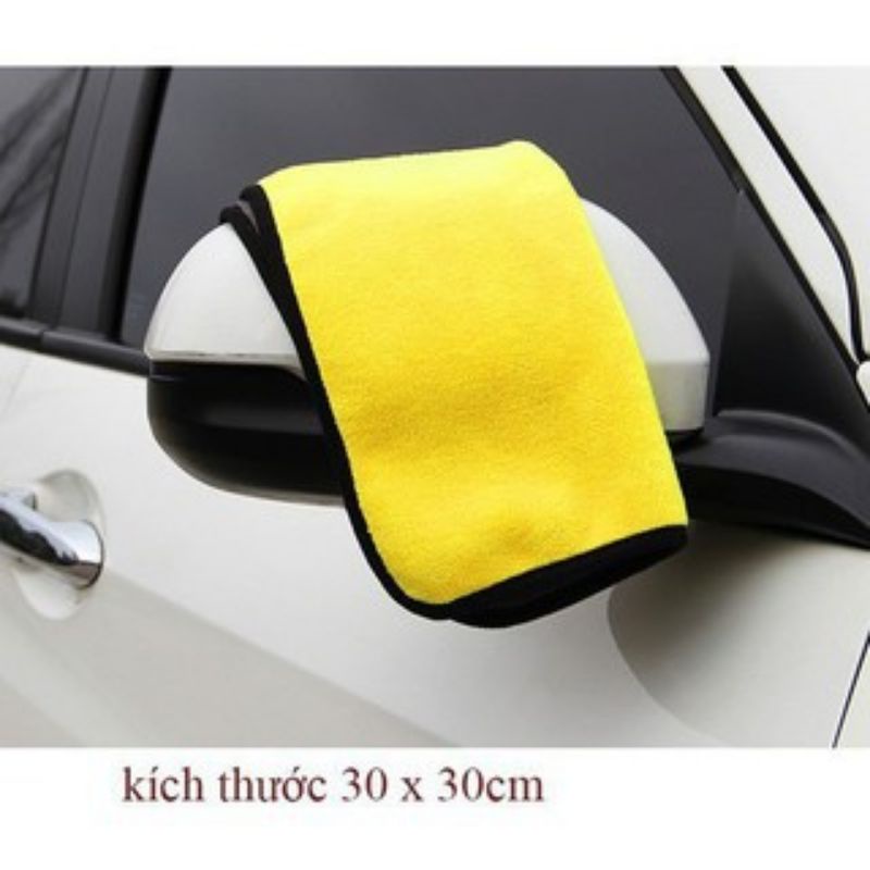 Khăn lau rửa xe Microfiber siêu thấm siêu mịn vệ sinh ô tô, xe máy chuyên dụng 2 lớp - TABISO