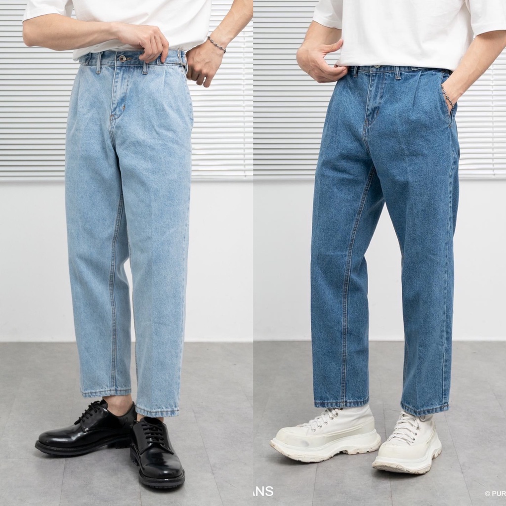 Quần Jeans xanh 2 màu dáng Baggy Selected Island