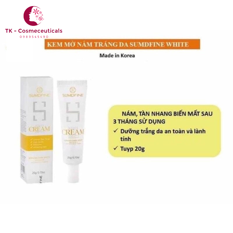 Kem Sumdfine White Cream Làm Giảm Vết Thâm Nám, Trắng Da - 20g