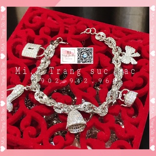 Lắc tay xoắn máy kèm 5 charm Bạc Ý S925 miễn phí xi Kim cao cấp L0092 | Mi.A Trang sức bạc