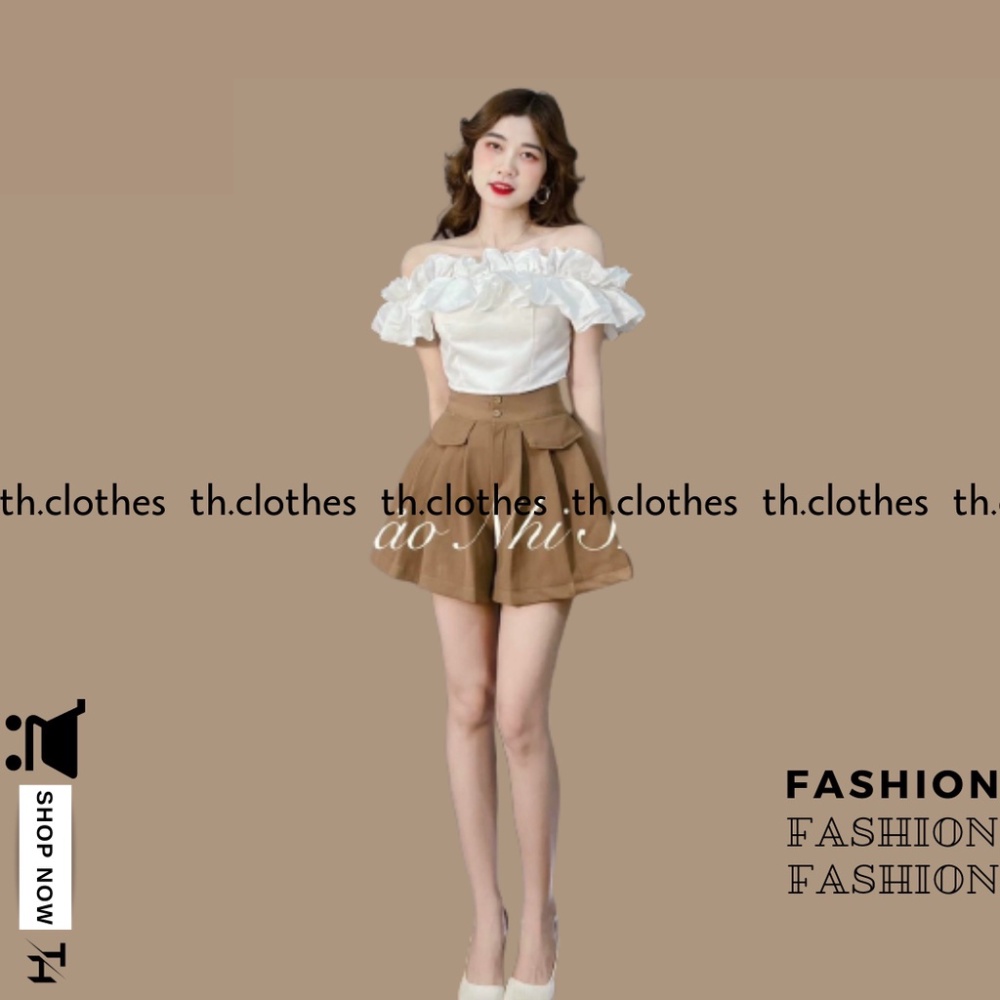 Quần short nữ xếp ly lưng cao quần xếp li giả váy dáng chữ a túi hộp trước chất tuyết mưa dày dặn phong cách ulzzang