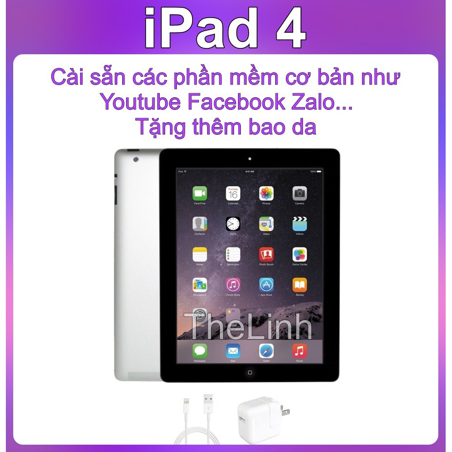 [Mã ELMSDAY giảm 6% đơn 2TR] Máy tính bảng iPAD 4 16G chính hãng APPLE - Tặng bao da