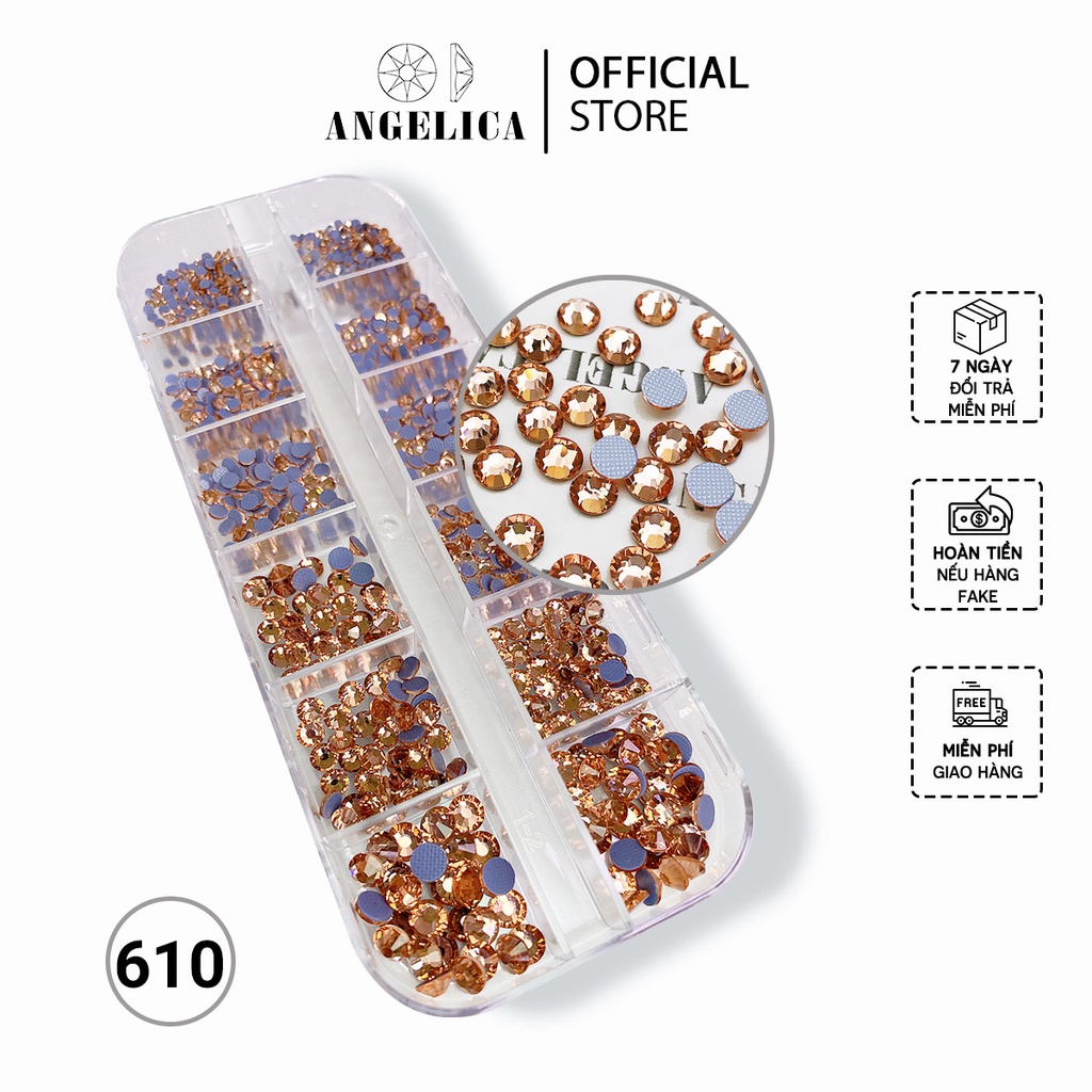 Đá Chân Lưới Nail 12 Khía Padparadscha Đính Móng ANGELICA 610