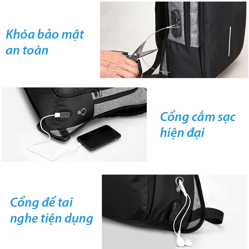 Balo Chống Gù Lưng Siêu Nhẹ Siêu Bền Đẹp Balo Nam Nữ Thời Trang Cao Cấp Có Khóa Bảo Mật An Toàn, Cổng Sạc USB BL19