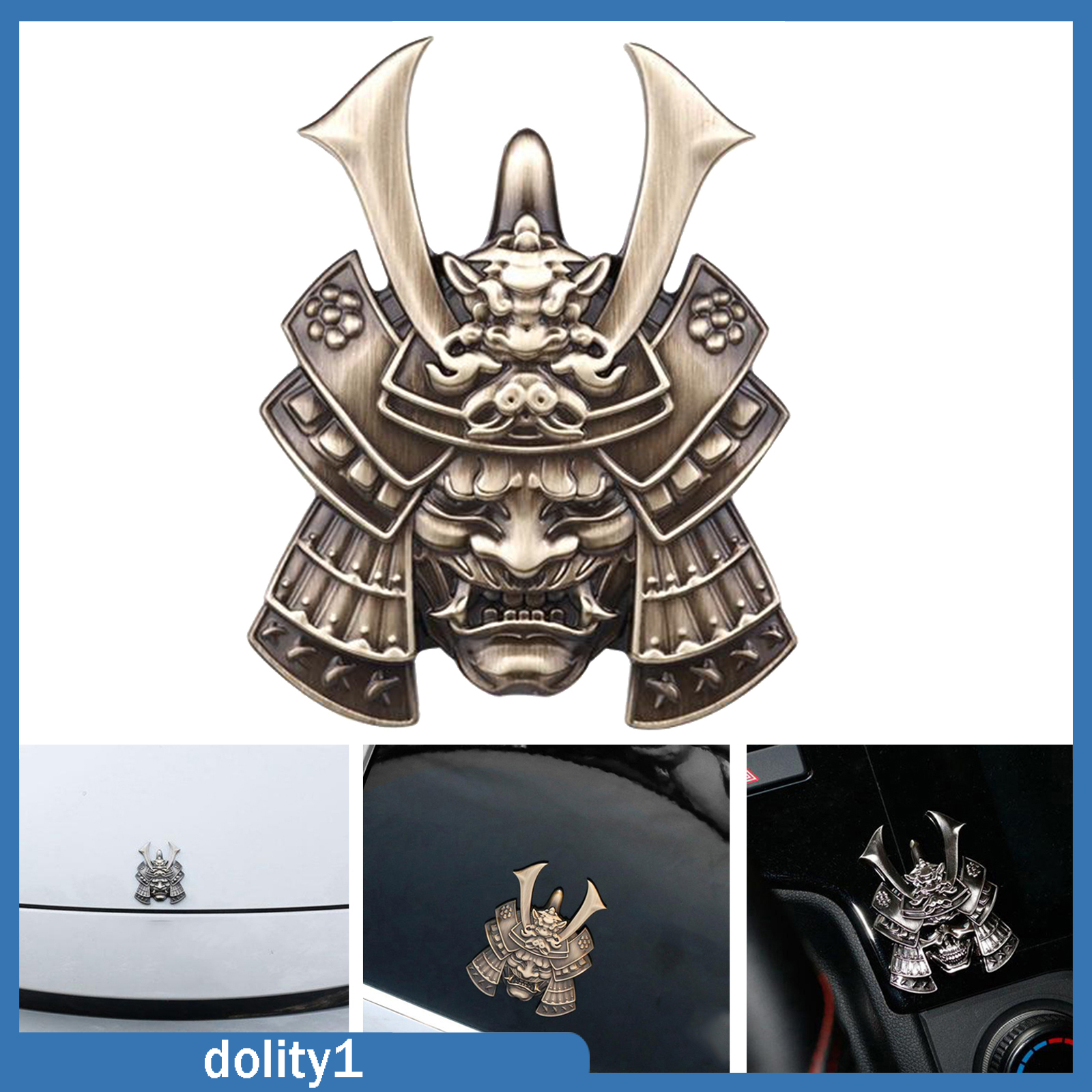 (Doity 1) Sticker Dán Xe Hơi Hình Đầu Lâu Samurai 3d