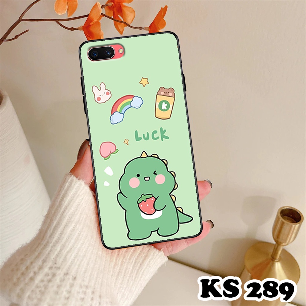 Ốp lưng Oppo A3s - Realme C2 - Ốp Oppo in hình khủng long DinoCute - Lưng nhám viền TPU