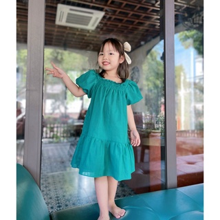 Đầm linen babydoll cho bé gái điệu đà