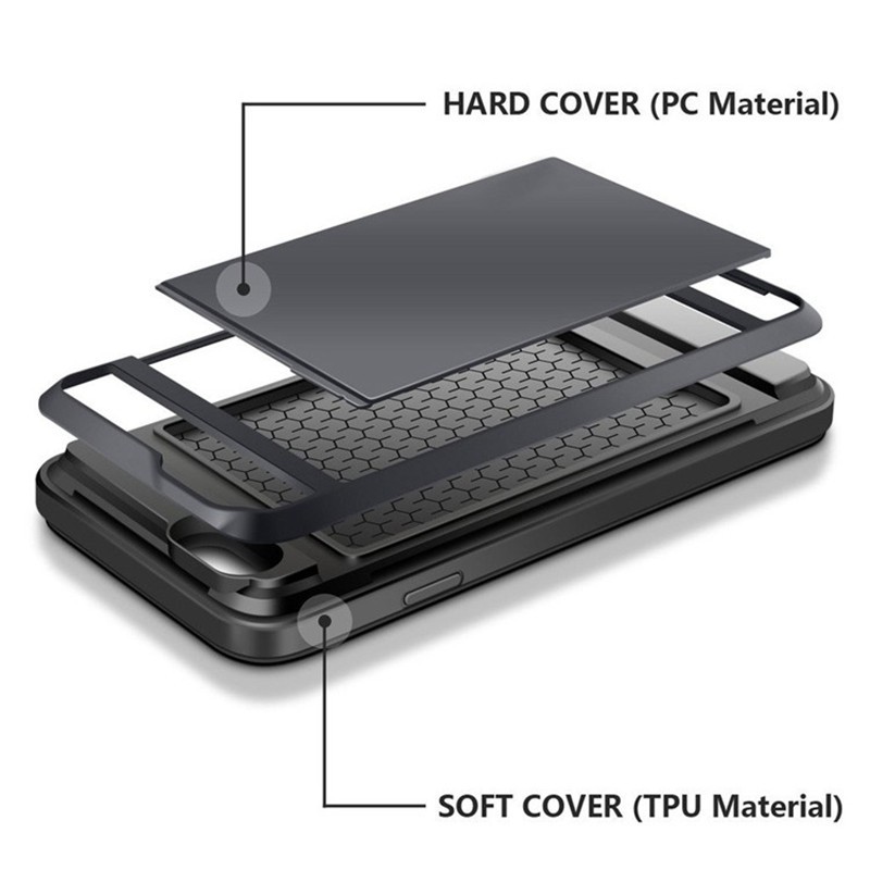 Ốp điện thoại silicon có ngăn để thẻ dành cho iphone 6 6s 7 8 plus x xr xs max