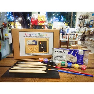BỘ ĐẤT SÉT MONT MARTE AIR HARDENING MODELLING CLAY (TRẮNG) - DỤNG CỤ TẠO HÌNH - MÀU VẼ/ ART BOX DIY SET