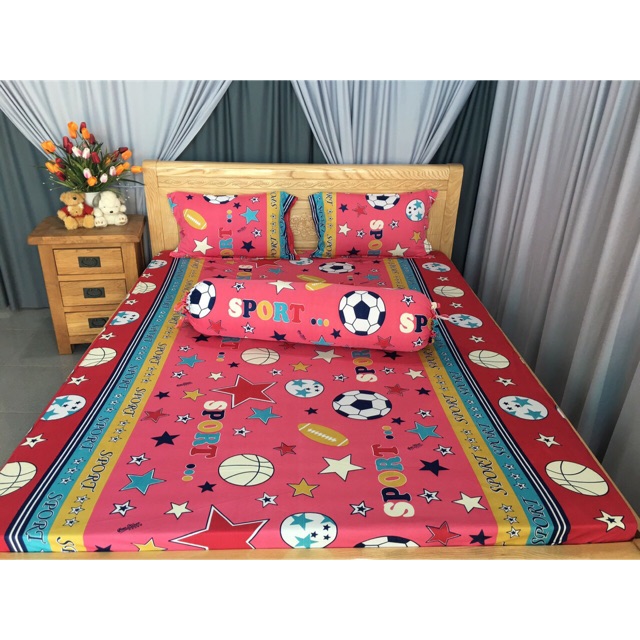 Bộ drap thun❤️FREESHIP❤️ga thun lạnh Hàn Quốc mẫu trái banh( 1 ga, 2 áo nằm, 1 áo ôm)