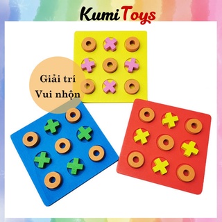 Đồ chơi đánh cờ X O bằng gỗ kích thước nhỏ 10x10cm Kumi toys