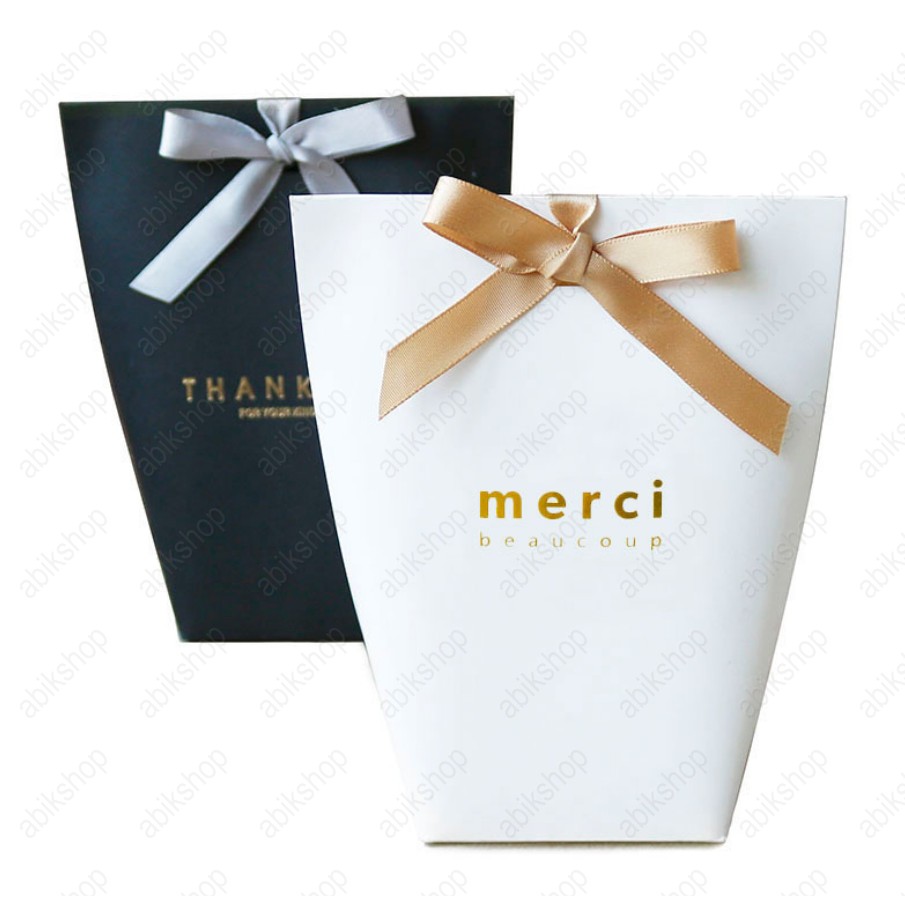 [Sỉ] Hộp quà xếp Merci beaucoup loại lớn siêu đẹp giá rẻ, tặng kèm ruy băng
