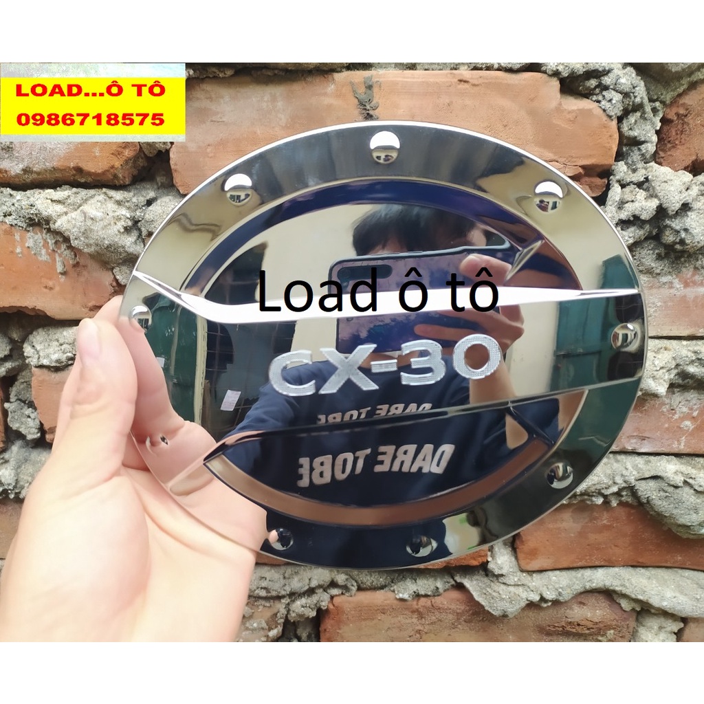 Ốp Nắp Bình Xăng Xe Mazda CX30 2021-2022 Hàng Inox 304 Sáng Bóng Cao Cấp