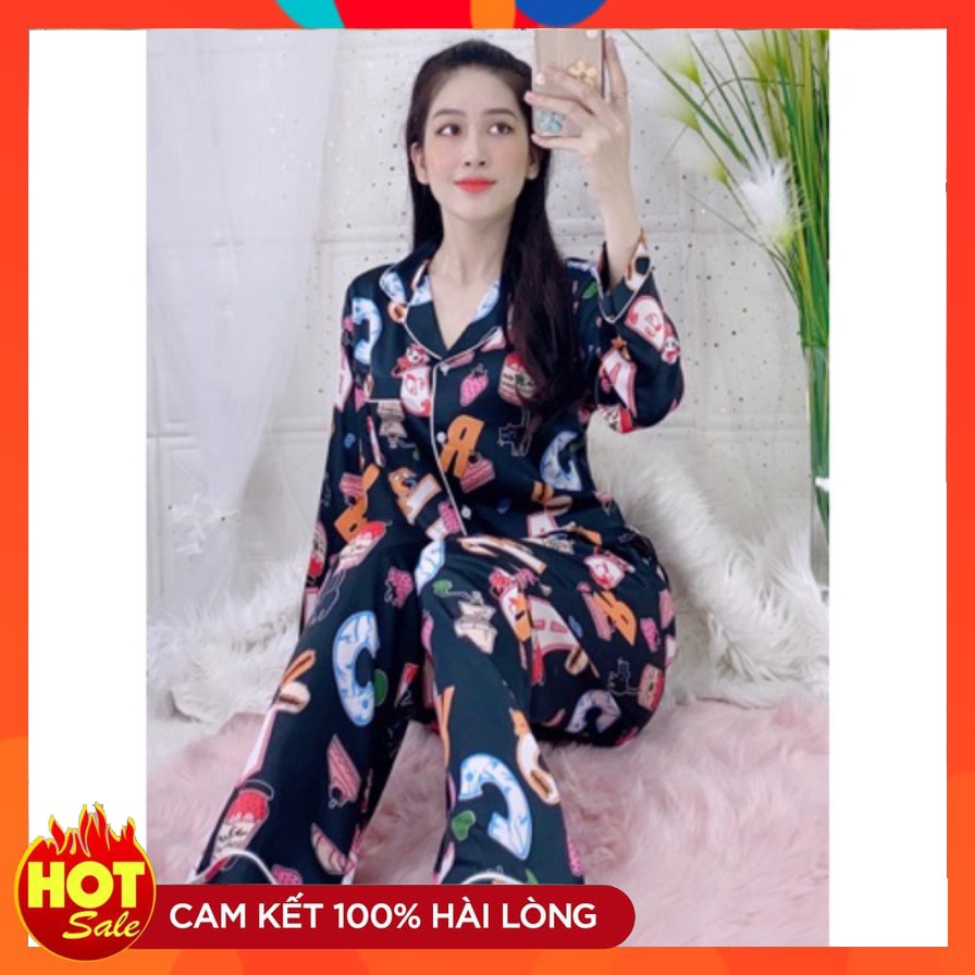 [Free Ship] M dưới 50kg- Bộ dài tay lụa satin