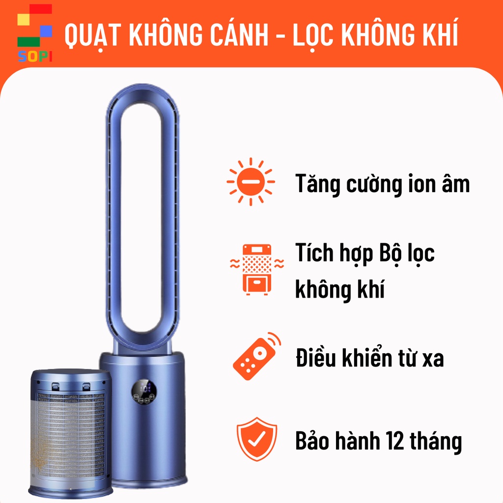 Quạt Không Cánh, Lọc Không Khí Bằng Ion Bạc Kết Hợp Tạo Ẩm. SONETS