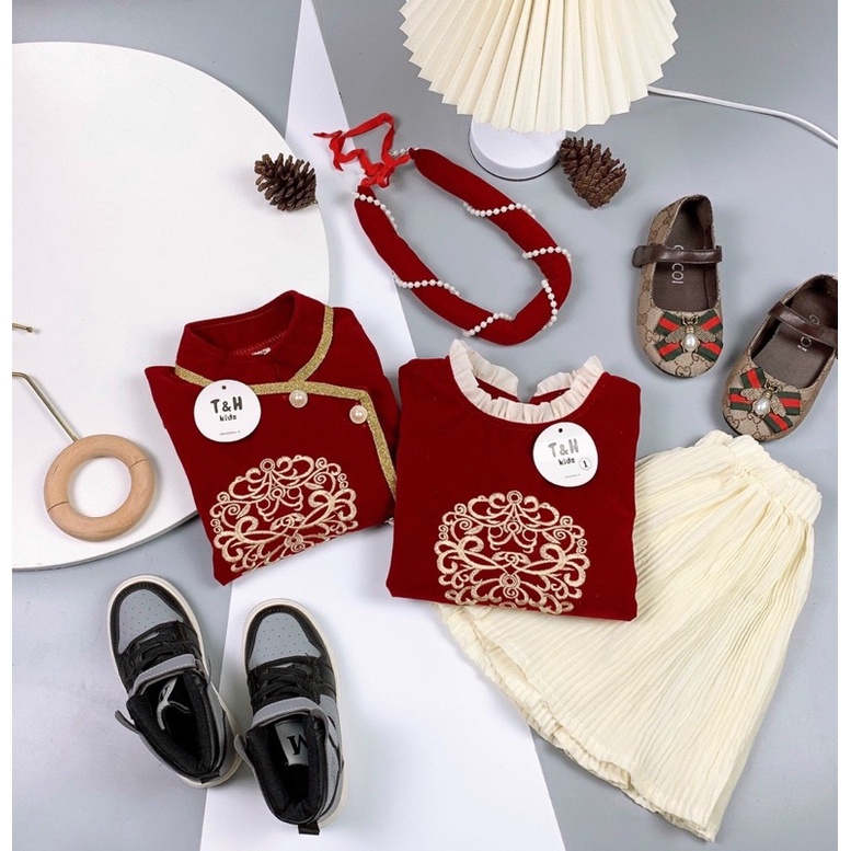 Set áo dài cặp Trai và Gái cao cấp cho bé yêu