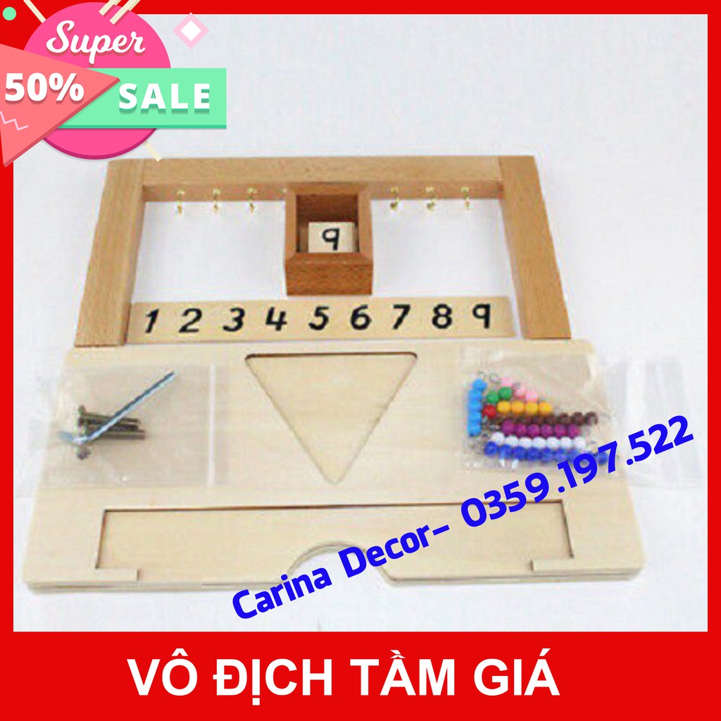 Giáo cụ Montessori bản quốc tế - Giá treo các chuỗi hạt màu từ một tới 9 - Carina Decor