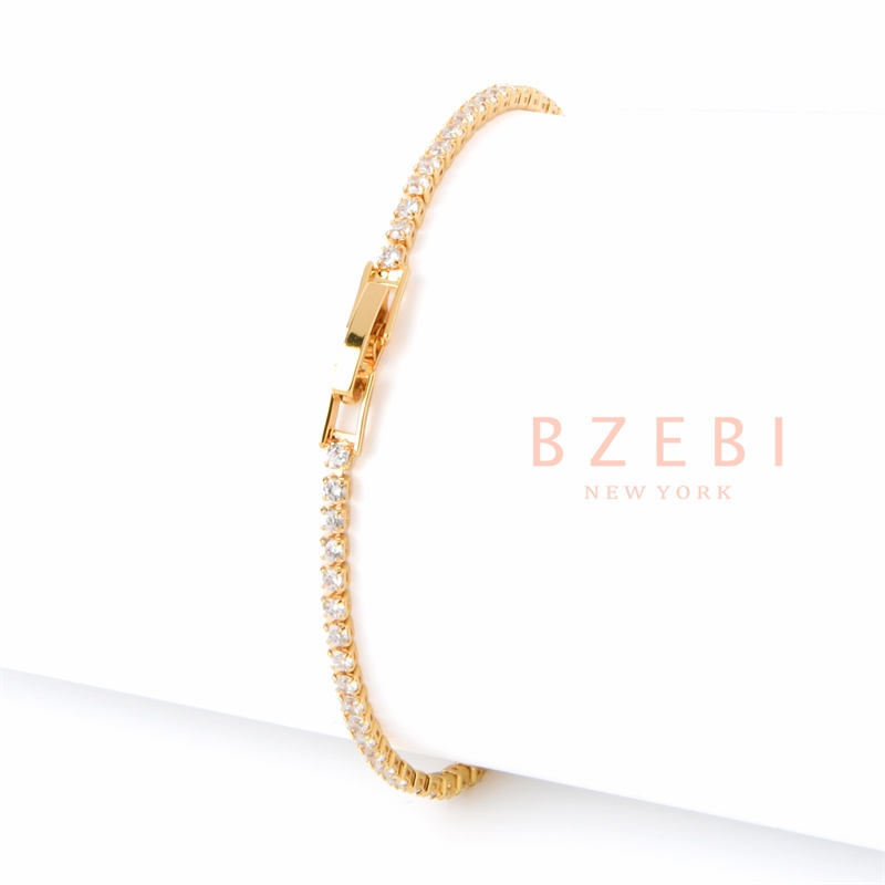 Vòng Tay BZEBI 18K Bằng Thép Titanium Mạ Bạc Lấp Lánh Thời Trang Cho Nữ 503B