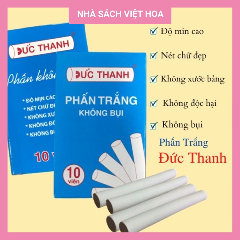 Hộp 10 viên phấn trắng viên to Đức Thanh_Không bụi_Không độc hại