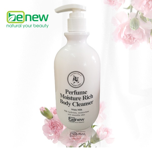 SỮA TẮM NƯỚC HOA TRẮNG DA VÀ DƯỠNG ẨM  BENEW PERFUME MOISTURE RICH BODY CLEANSER WHITE MILK 450ML - HÀN QUỐC CHÍNH HÃNG