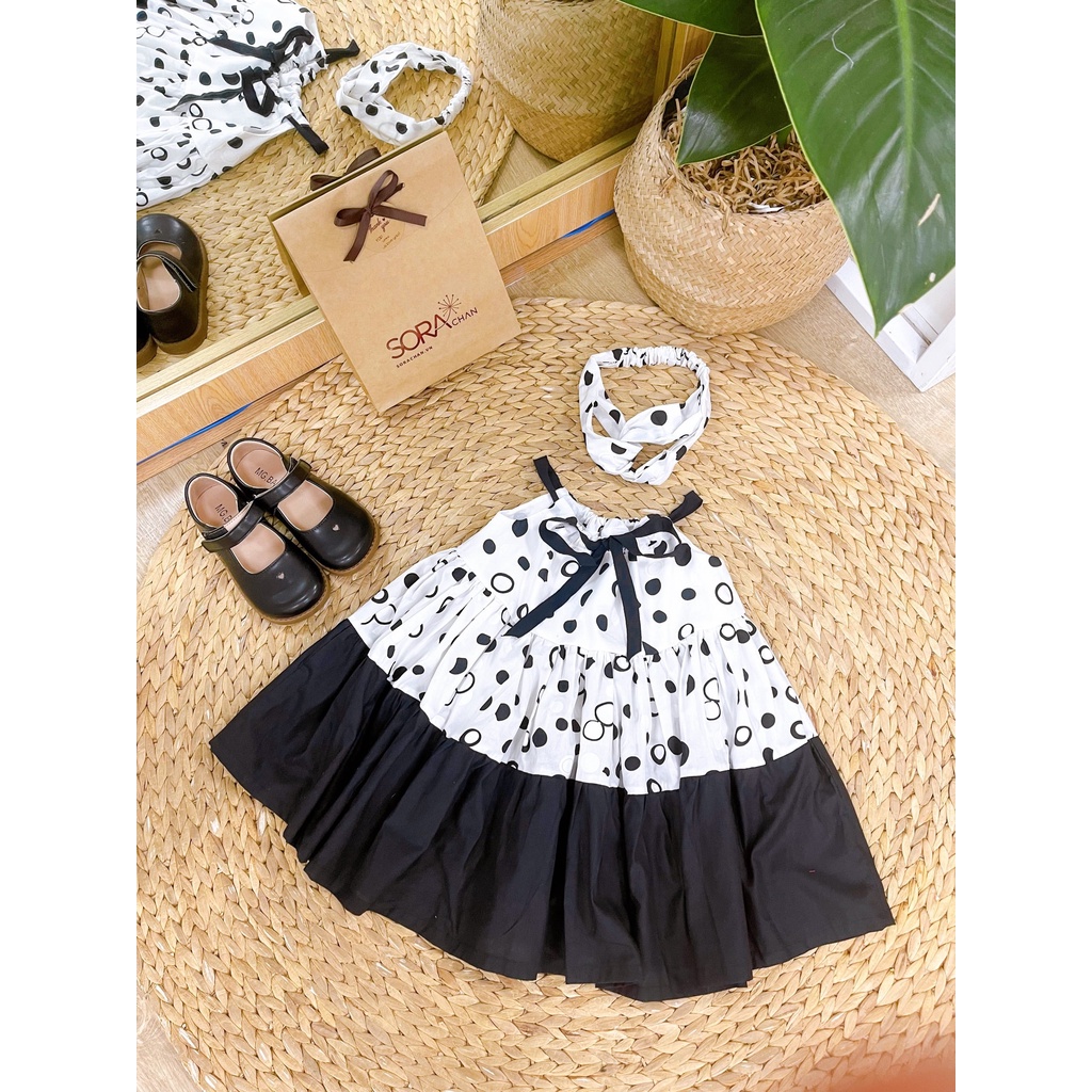 Đầm Đi Biển 3 Tầng Chấm Bi Đủ Màu Cho Bé Gái Size 9kg - 46kg SoraChan - M088,M089,M090