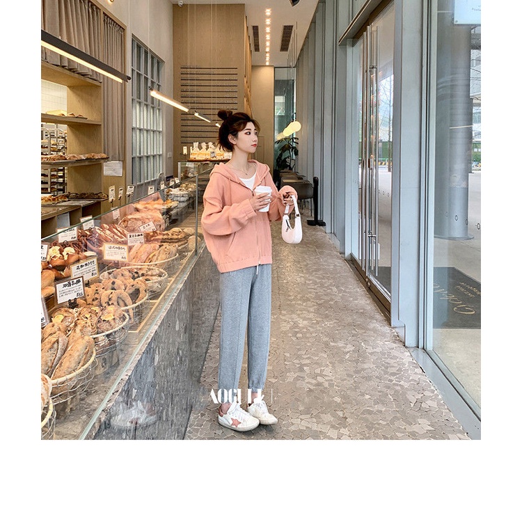 Áo khoác hoodie thể thao dáng rộng ngắn thời trang 2021 cho nữ