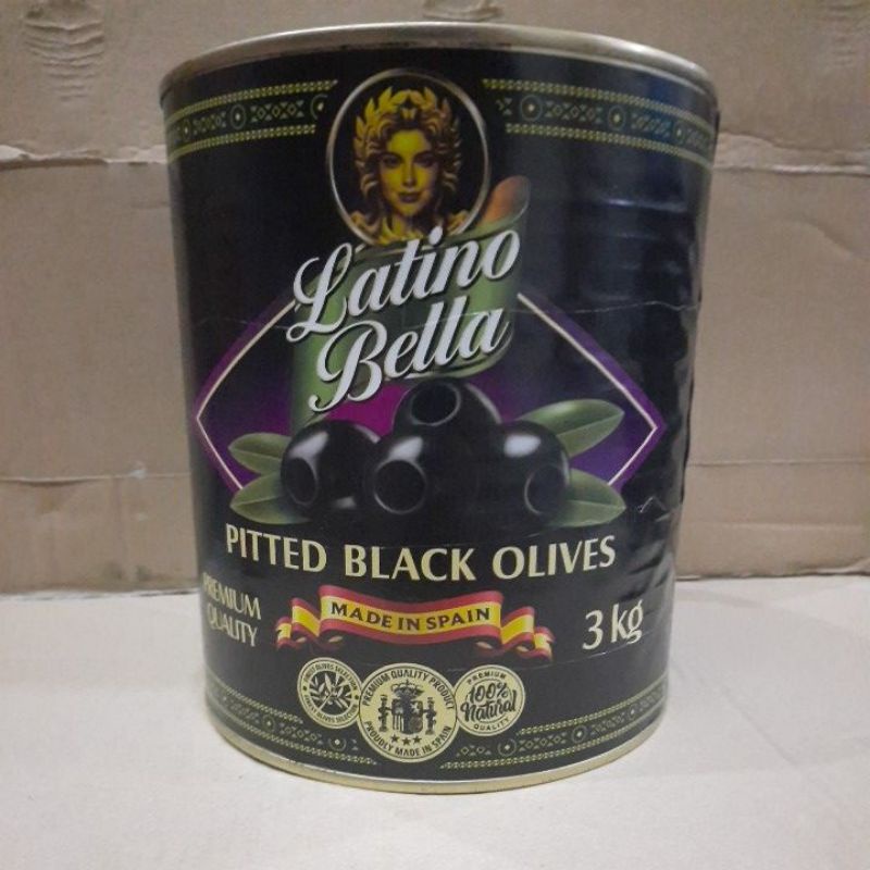 Quả Oliu đen tách hạt ngâm hiệu Latino Bella 3kg/hộp